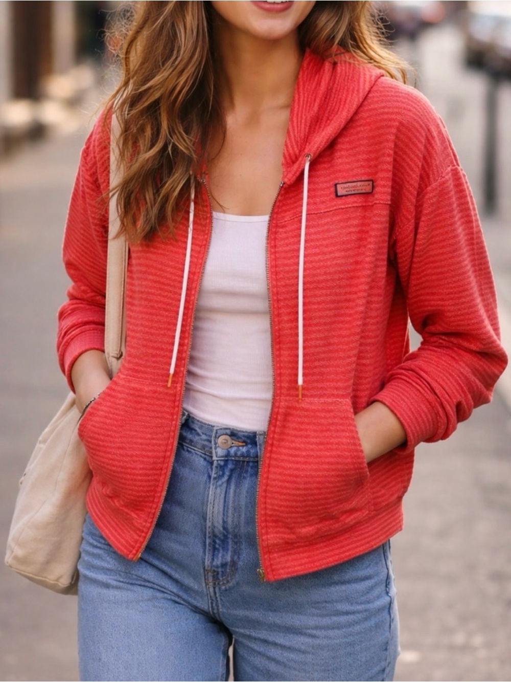 Vineyard Vines Red Striped Full Zip